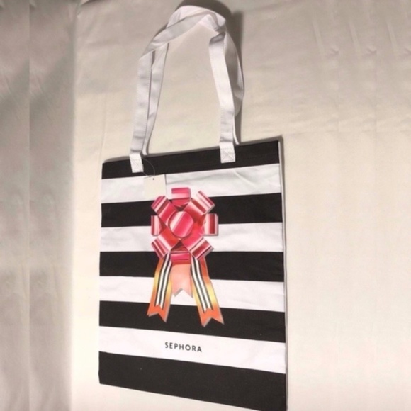 New Sephora Striped Tote Bag with Bow - Picture 2 of 9